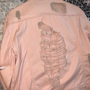 Baby Pink Ripped Jean Jacket ✨